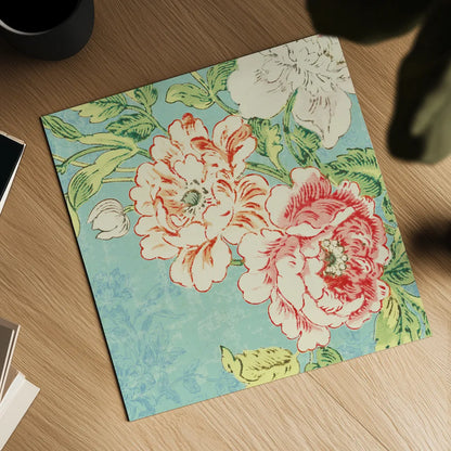 Cottage Roses V Bright by Sue Schlabach. Shown as a detailed flat fine art print, highlighting archival giclee quality. Available as an archival giclee rolled canvas, fine art paper, or poster print. SKU 31603a.