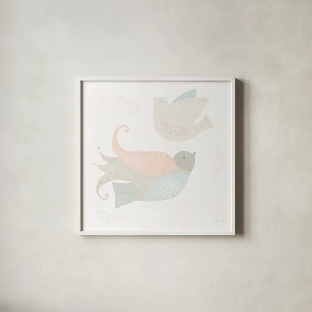 Cozy Hygge III by Sue Schlabach. Shown in a crisp white glass frame for a clean and minimalist style. Available as an archival giclee rolled canvas, fine art paper, or poster print. SKU 33740a.