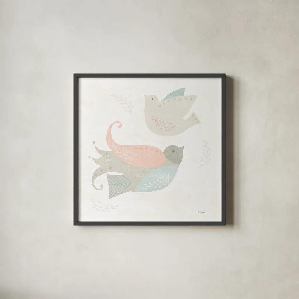 Cozy Hygge III Dark by Sue Schlabach. Shown in a sleek black glass frame for a contemporary gallery look. Available as an archival giclee rolled canvas, fine art paper, or poster print. SKU 34180a.