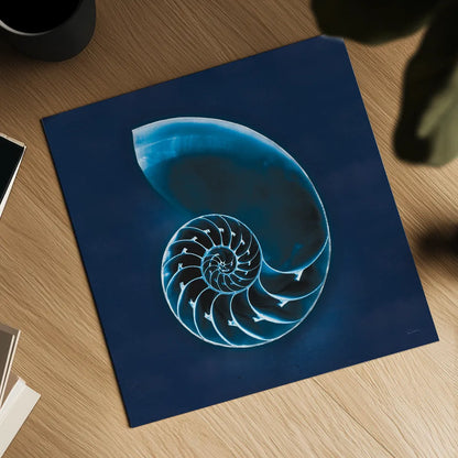 Cyanotype Sea II by Sue Schlabach. Shown as a detailed flat fine art print, highlighting archival giclee quality. Available as an archival giclee rolled canvas, fine art paper, or poster print. SKU 32595a.