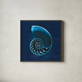 Cyanotype Sea II by Sue Schlabach. Shown in a sleek black glass frame for a contemporary gallery look. Available as an archival giclee rolled canvas, fine art paper, or poster print. SKU 32595a.