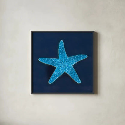 Cyanotype Sea III by Sue Schlabach. Shown in a sleek black glass frame for a contemporary gallery look. Available as an archival giclee rolled canvas, fine art paper, or poster print. SKU 32596a.