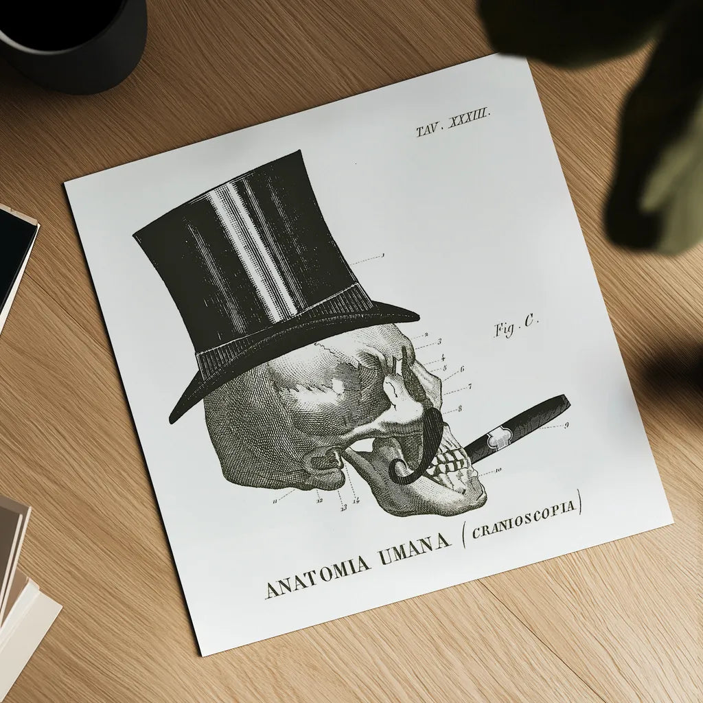 Dandy Bones III by Sue Schlabach. Shown as a detailed flat fine art print, highlighting archival giclee quality. Available as an archival giclee rolled canvas, fine art paper, or poster print. SKU 21820a.