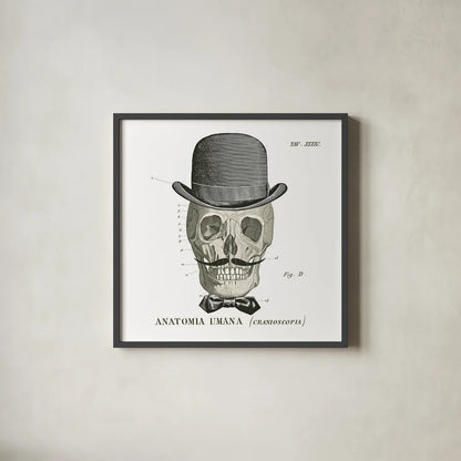 Dandy Bones IV by Sue Schlabach. Shown in a sleek black glass frame for a contemporary gallery look. Available as an archival giclee rolled canvas, fine art paper, or poster print. SKU 21821a.
