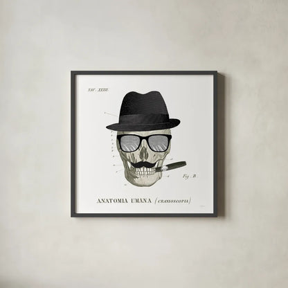 Dandy Bones V by Sue Schlabach. Shown in a sleek black glass frame for a contemporary gallery look. Available as an archival giclee rolled canvas, fine art paper, or poster print. SKU 36814a.