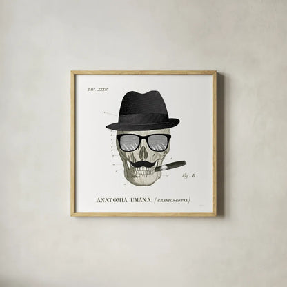 Dandy Bones V by Sue Schlabach. Shown in a natural wood glass frame for a timeless modern aesthetic. Available as an archival giclee rolled canvas, fine art paper, or poster print. SKU 36814a.