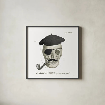 Dandy Bones VI by Sue Schlabach. Shown in a sleek black glass frame for a contemporary gallery look. Available as an archival giclee rolled canvas, fine art paper, or poster print. SKU 36815a.