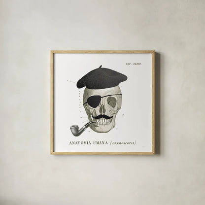 Dandy Bones VI by Sue Schlabach. Shown in a natural wood glass frame for a timeless modern aesthetic. Available as an archival giclee rolled canvas, fine art paper, or poster print. SKU 36815a.