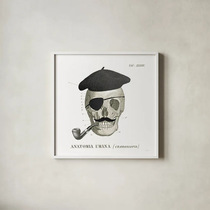 Dandy Bones VI by Sue Schlabach. Shown in a crisp white glass frame for a clean and minimalist style. Available as an archival giclee rolled canvas, fine art paper, or poster print. SKU 36815a.