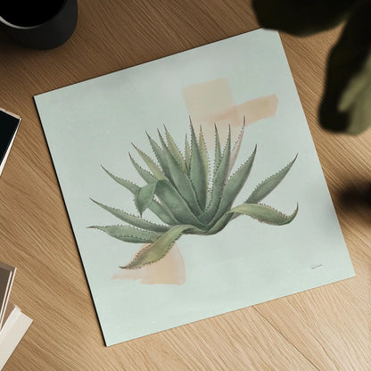 Desert Color Succulent I Mint by Sue Schlabach. Shown as a detailed flat fine art print, highlighting archival giclee quality. Available as an archival giclee rolled canvas, fine art paper, or poster print. SKU 56050a.