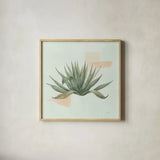 Desert Color Succulent I Mint by Sue Schlabach. Shown in a natural wood glass frame for a timeless modern aesthetic. Available as an archival giclee rolled canvas, fine art paper, or poster print. SKU 56050a.