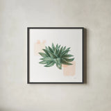 Desert Color Succulent II by Sue Schlabach. Shown in a sleek black glass frame for a contemporary gallery look. Available as an archival giclee rolled canvas, fine art paper, or poster print. SKU 51424a.