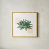 Desert Color Succulent II by Sue Schlabach. Shown in a natural wood glass frame for a timeless modern aesthetic. Available as an archival giclee rolled canvas, fine art paper, or poster print. SKU 51424a.
