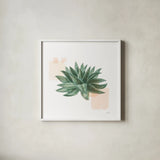 Desert Color Succulent II by Sue Schlabach. Shown in a crisp white glass frame for a clean and minimalist style. Available as an archival giclee rolled canvas, fine art paper, or poster print. SKU 51424a.