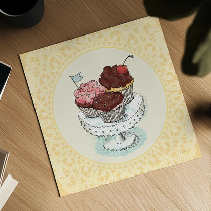 Dessert Please II v2 by Sue Schlabach. Shown as a detailed flat fine art print, highlighting archival giclee quality. Available as an archival giclee rolled canvas, fine art paper, or poster print. SKU 100792a.