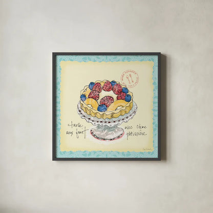 Dessert Please IV by Sue Schlabach. Shown in a sleek black glass frame for a contemporary gallery look. Available as an archival giclee rolled canvas, fine art paper, or poster print. SKU 31793a.