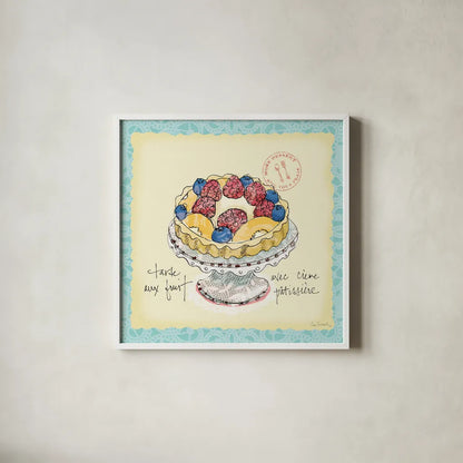 Dessert Please IV by Sue Schlabach. Shown in a crisp white glass frame for a clean and minimalist style. Available as an archival giclee rolled canvas, fine art paper, or poster print. SKU 31793a.