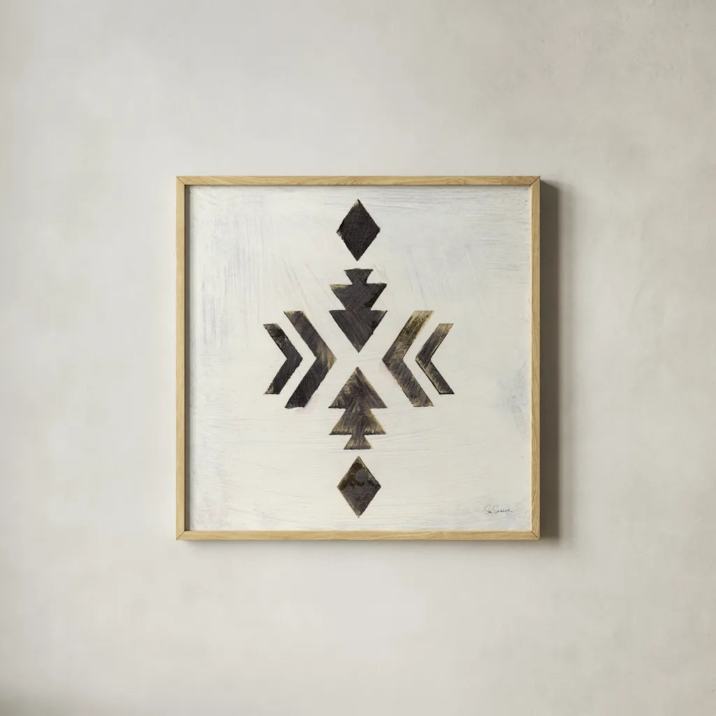 Directional I Black by Sue Schlabach. Shown in a natural wood glass frame for a timeless modern aesthetic. Available as an archival giclee rolled canvas, fine art paper, or poster print. SKU 61145a.