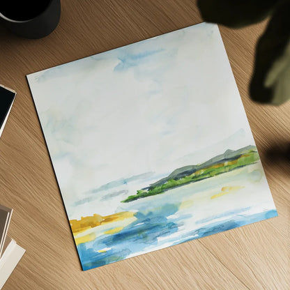 Distant Islands by Sue Schlabach. Shown as a detailed flat fine art print, highlighting archival giclee quality. Available as an archival giclee rolled canvas, fine art paper, or poster print. SKU 63419a.