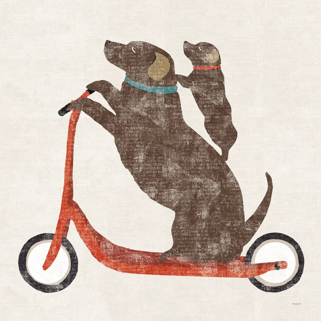 Doxie Ride Working by Sue Schlabach. SKU 68420a. Archival Giclee Fine art print for wall decor.