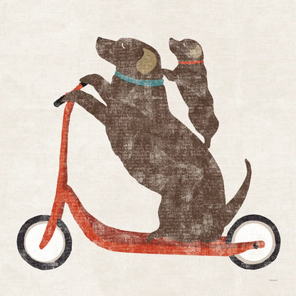 Doxie Ride Working by Sue Schlabach. SKU 68420a. Archival Giclee Fine art print for wall decor.