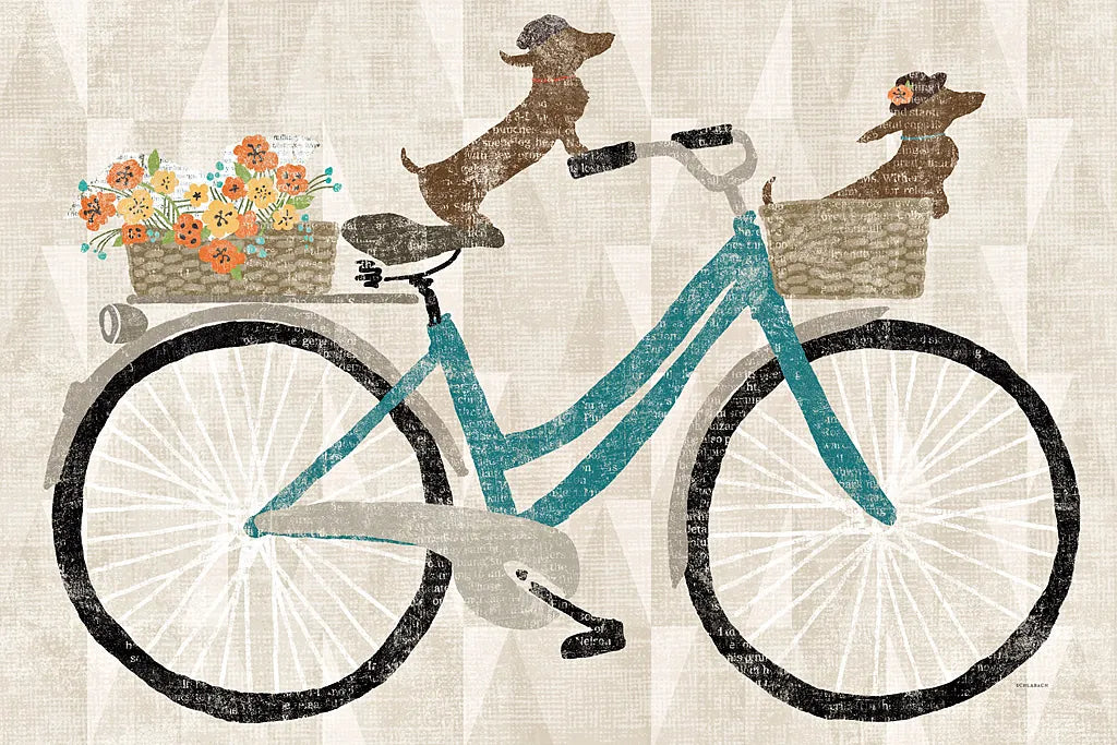 Doxie Ride ver I by Sue Schlabach. SKU 22130i. Archival Giclee Fine art print for wall decor.