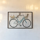 Doxie Ride ver I by Sue Schlabach. shown as a paper print in a black flame. Available as a archival giclee rolled canvas, fine art paper, or poster print. SKU 22130i.