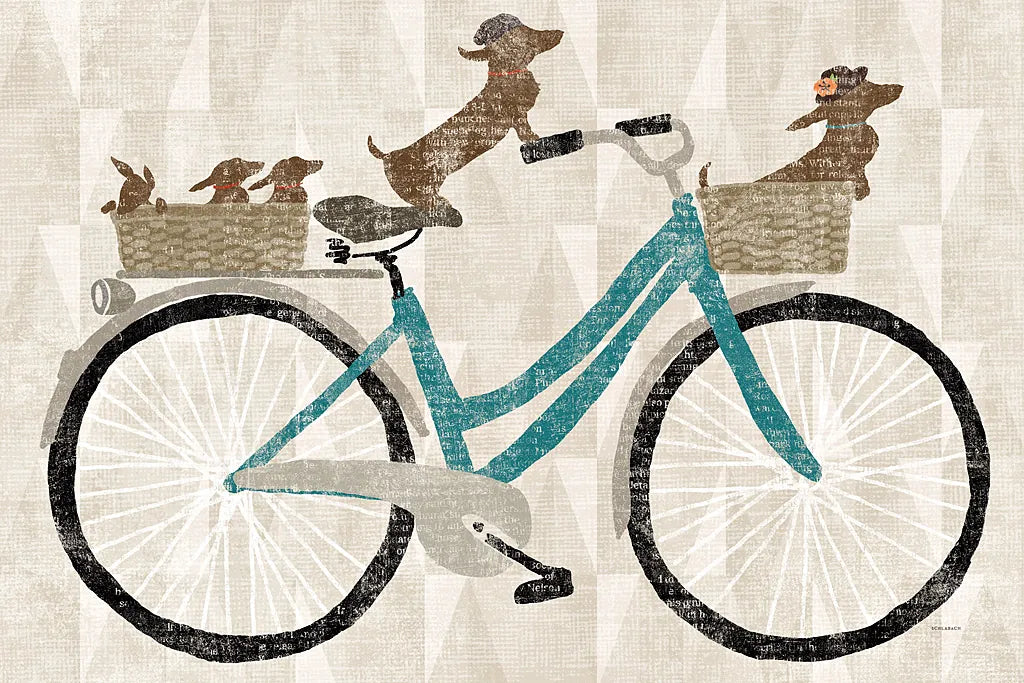 Doxie Ride ver II by Sue Schlabach. SKU 22131i. Archival Giclee Fine art print for wall decor.