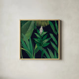 Dramatic Tropical I by Sue Schlabach. Shown in a natural wood glass frame for a timeless modern aesthetic. Available as an archival giclee rolled canvas, fine art paper, or poster print. SKU 50353a.