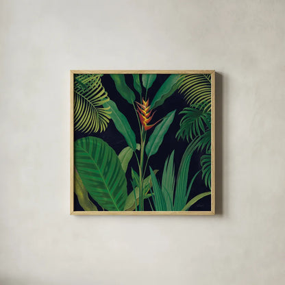 Dramatic Tropical II by Sue Schlabach. Shown in a natural wood glass frame for a timeless modern aesthetic. Available as an archival giclee rolled canvas, fine art paper, or poster print. SKU 50354a.