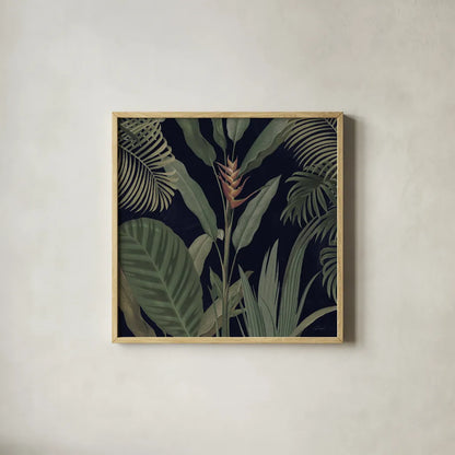 Dramatic Tropical II Light by Sue Schlabach. Shown in a natural wood glass frame for a timeless modern aesthetic. Available as an archival giclee rolled canvas, fine art paper, or poster print. SKU 51215a.