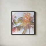 Dream Palm III Beach Days by Sue Schlabach. Shown in a sleek black glass frame for a contemporary gallery look. Available as an archival giclee rolled canvas, fine art paper, or poster print. SKU 36335a.