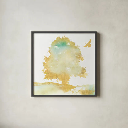 Dream Tree II by Sue Schlabach. Shown in a sleek black glass frame for a contemporary gallery look. Available as an archival giclee rolled canvas, fine art paper, or poster print. SKU 28258a.