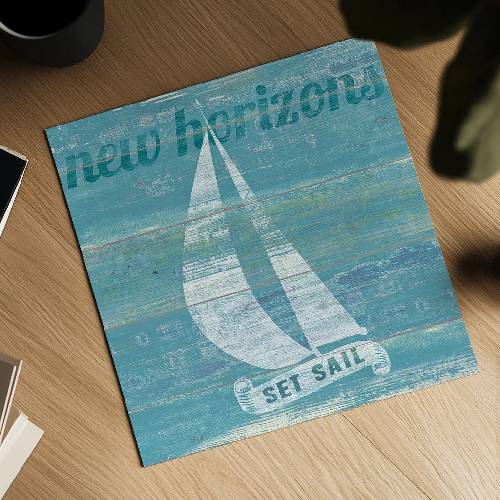 Drift Sailboat by Sue Schlabach. Shown as a detailed flat fine art print, highlighting archival giclee quality. Available as an archival giclee rolled canvas, fine art paper, or poster print. SKU 18845a.