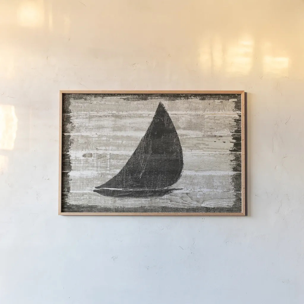 Driftwood Coast I by Sue Schlabach. shown as a paper print in a natural frame. Available as a archival giclee rolled canvas, fine art paper, or poster print. SKU 48728i.