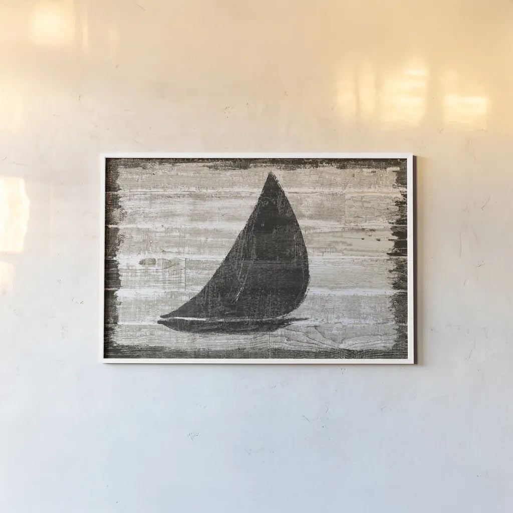 Driftwood Coast I by Sue Schlabach. shown as a paper print in a white frame. Available as a archival giclee rolled canvas, fine art paper, or poster print. SKU 48728i.