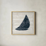 Driftwood Coast I Blue by Sue Schlabach. Shown in a natural wood glass frame for a timeless modern aesthetic. Available as an archival giclee rolled canvas, fine art paper, or poster print. SKU 62598a.