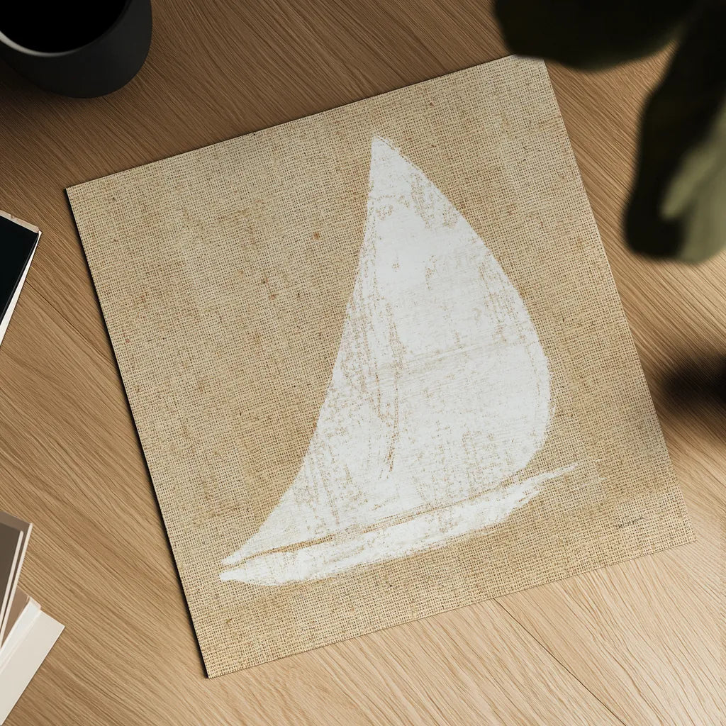 Driftwood Coast I White Burlap by Sue Schlabach. Shown as a detailed flat fine art print, highlighting archival giclee quality. Available as an archival giclee rolled canvas, fine art paper, or poster print. SKU 61116a.