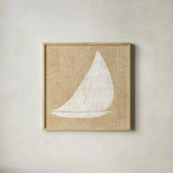 Driftwood Coast I White Burlap by Sue Schlabach. Shown in a natural wood glass frame for a timeless modern aesthetic. Available as an archival giclee rolled canvas, fine art paper, or poster print. SKU 61116a.