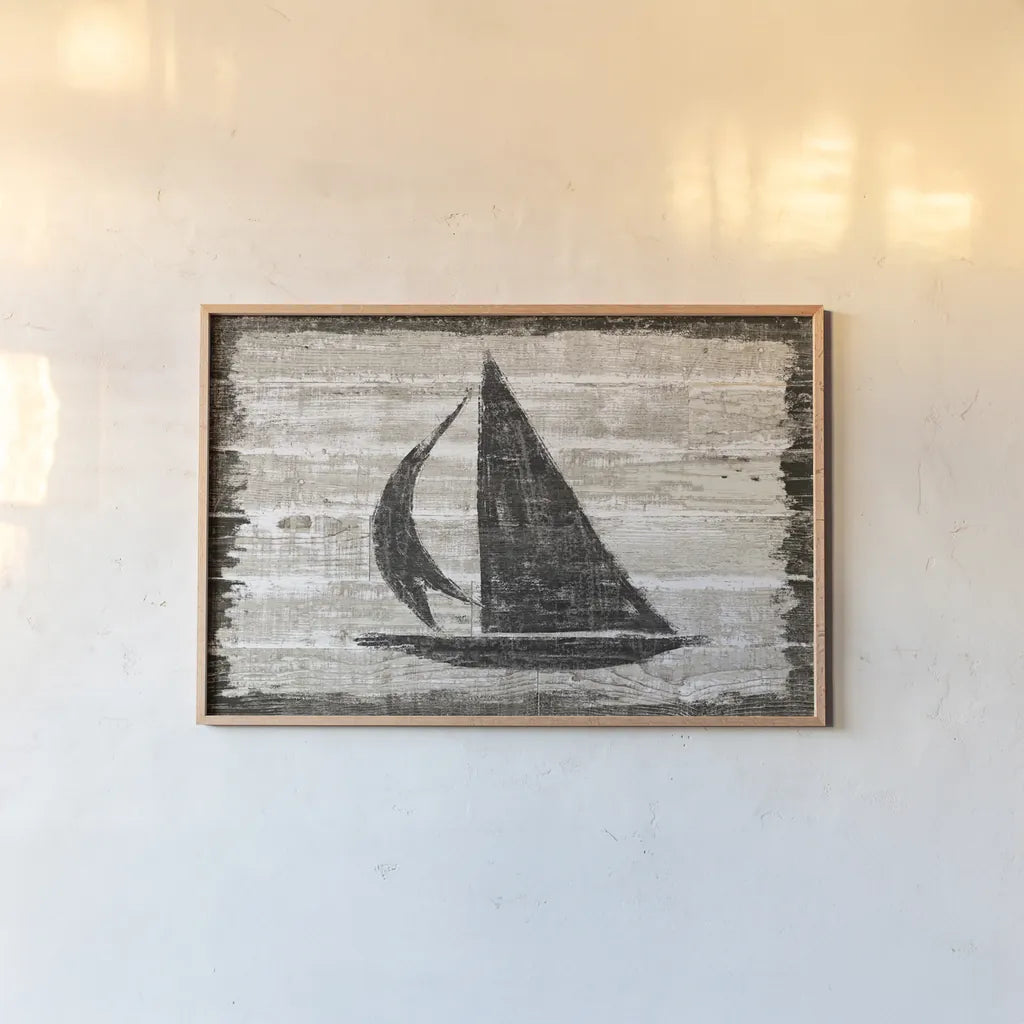 Driftwood Coast II by Sue Schlabach. shown as a paper print in a natural frame. Available as a archival giclee rolled canvas, fine art paper, or poster print. SKU 48729i.