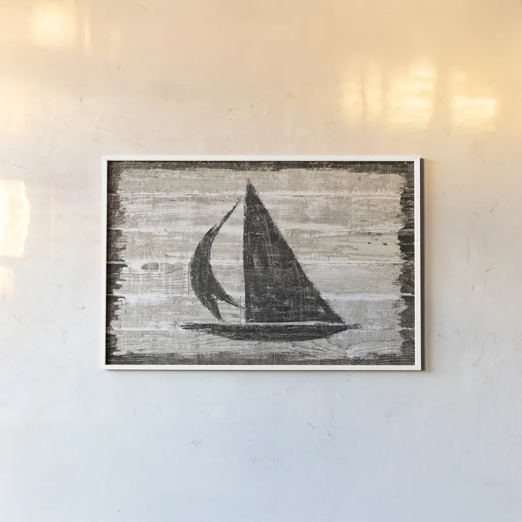 Driftwood Coast II by Sue Schlabach. shown as a paper print in a white frame. Available as a archival giclee rolled canvas, fine art paper, or poster print. SKU 48729i.