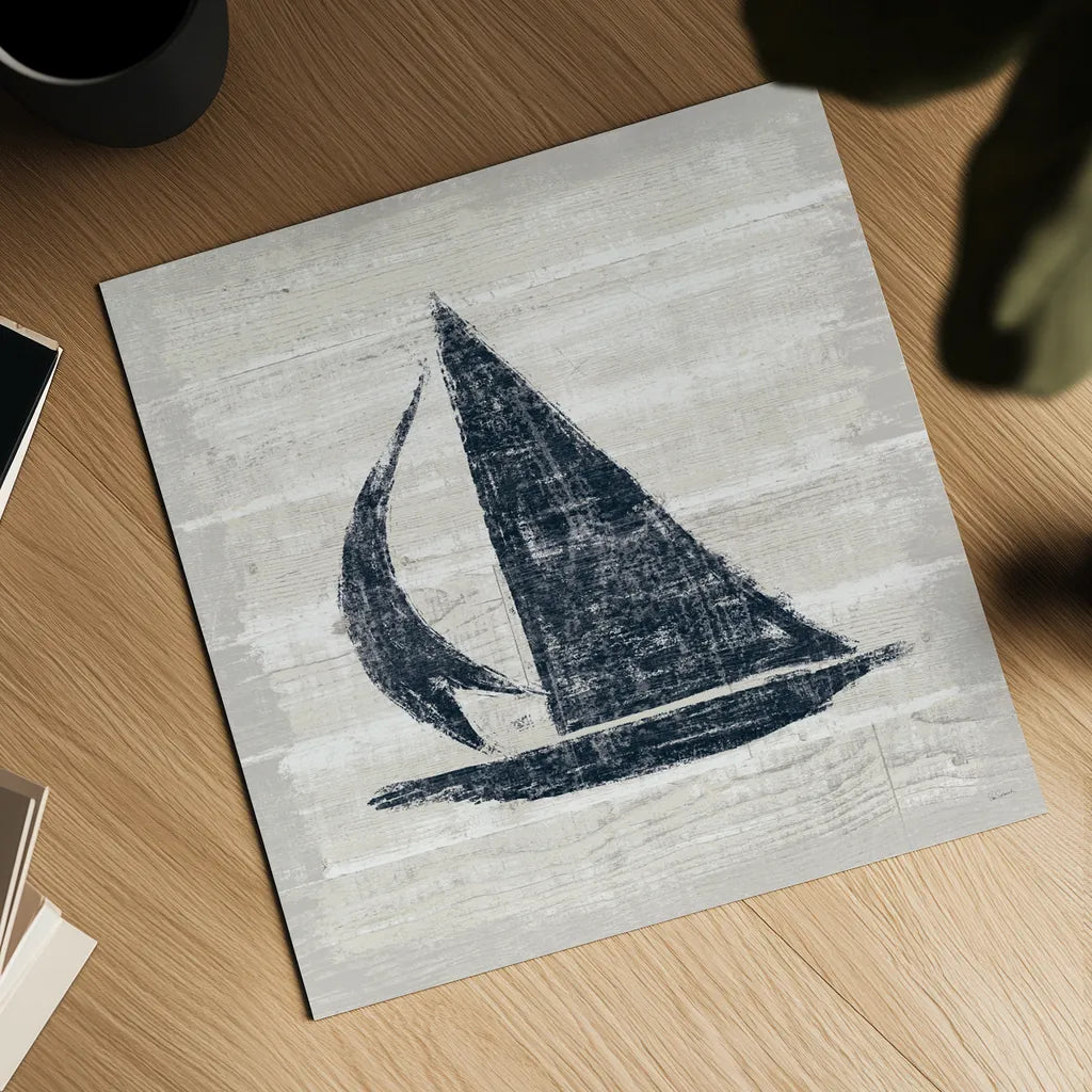 Driftwood Coast II Blue by Sue Schlabach. Shown as a detailed flat fine art print, highlighting archival giclee quality. Available as an archival giclee rolled canvas, fine art paper, or poster print. SKU 62599a.