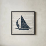 Driftwood Coast II Blue by Sue Schlabach. Shown in a sleek black glass frame for a contemporary gallery look. Available as an archival giclee rolled canvas, fine art paper, or poster print. SKU 62599a.