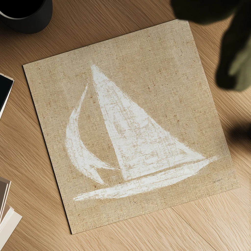 Driftwood Coast II White Burlap by Sue Schlabach. Shown as a detailed flat fine art print, highlighting archival giclee quality. Available as an archival giclee rolled canvas, fine art paper, or poster print. SKU 61117a.