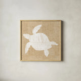 Driftwood Coast III White Burlap by Sue Schlabach. Shown in a natural wood glass frame for a timeless modern aesthetic. Available as an archival giclee rolled canvas, fine art paper, or poster print. SKU 61118a.