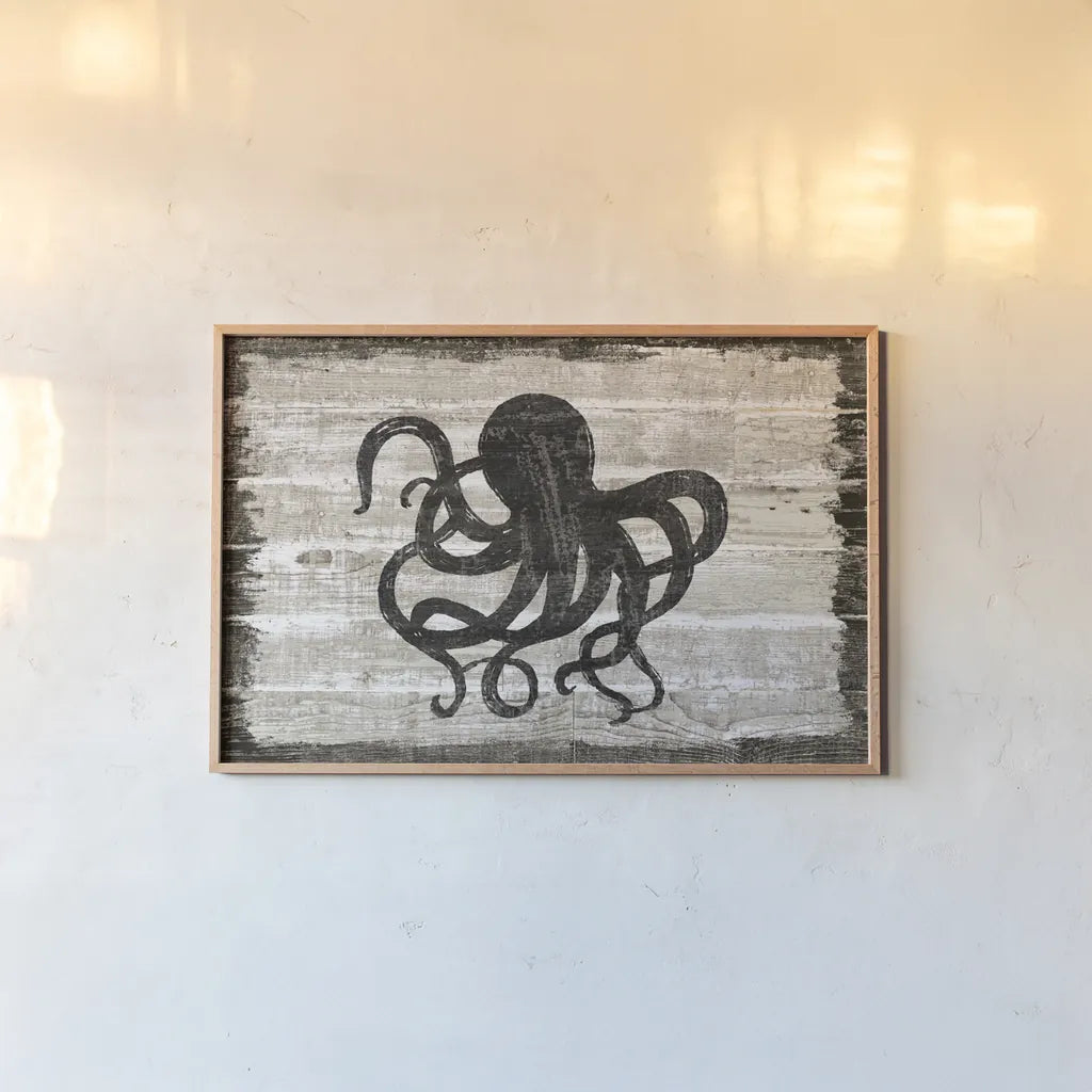 Driftwood Coast IV by Sue Schlabach. shown as a paper print in a natural frame. Available as a archival giclee rolled canvas, fine art paper, or poster print. SKU 48731i.