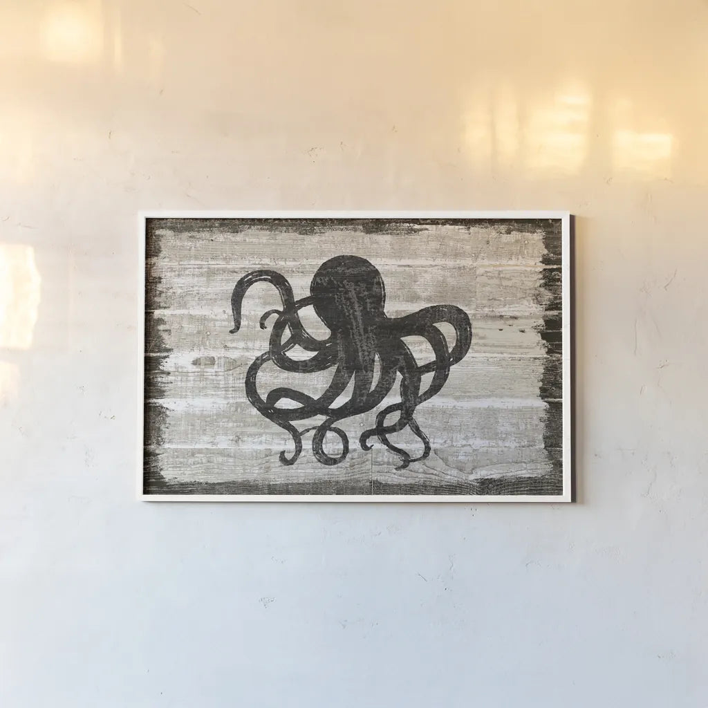 Driftwood Coast IV by Sue Schlabach. shown as a paper print in a white frame. Available as a archival giclee rolled canvas, fine art paper, or poster print. SKU 48731i.