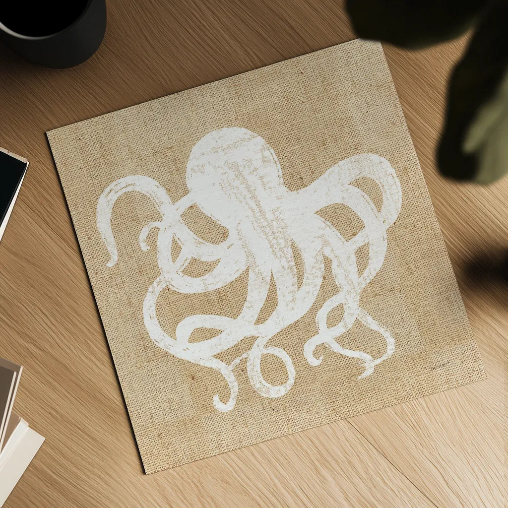 Driftwood Coast IV White Burlap by Sue Schlabach. Shown as a detailed flat fine art print, highlighting archival giclee quality. Available as an archival giclee rolled canvas, fine art paper, or poster print. SKU 61119a.