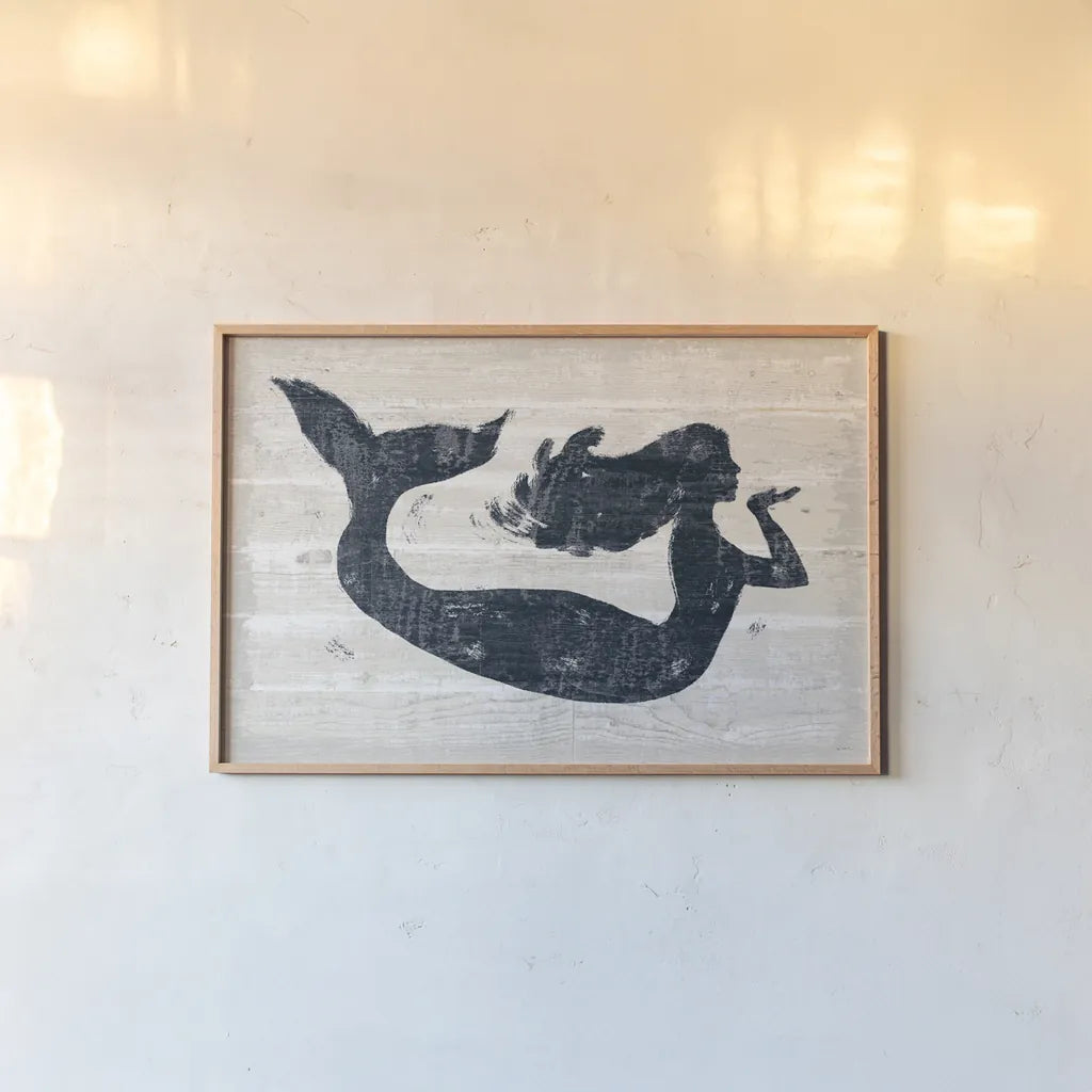 Driftwood Coast IX Blue by Sue Schlabach. shown as a paper print in a natural frame. Available as a archival giclee rolled canvas, fine art paper, or poster print. SKU 62606i.