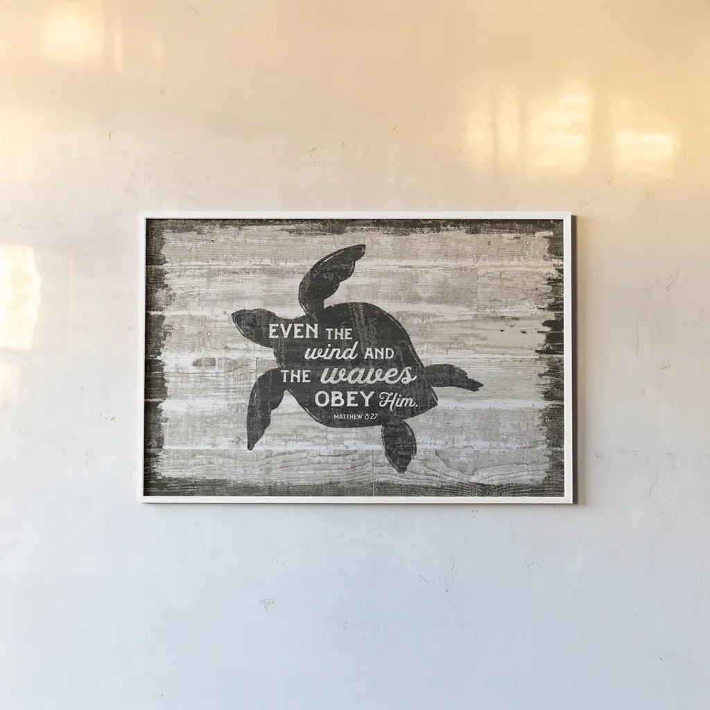 Driftwood Coast Scripture III by Sue Schlabach. shown as a paper print in a white frame. Available as a archival giclee rolled canvas, fine art paper, or poster print. SKU 48734i.